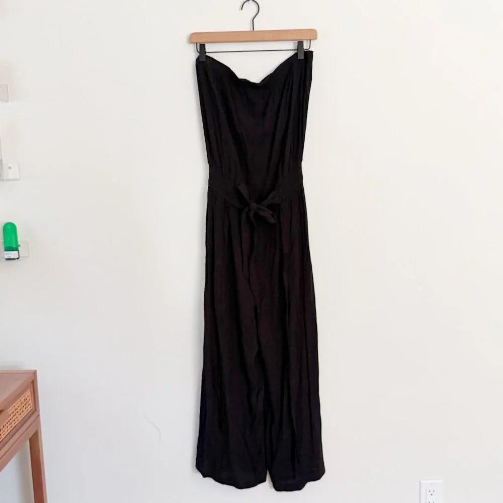 Becca by Rebecca Virtue / Black Crepe Strapless Tie Waist Jumpsuit L NWT - Picture 7 of 7